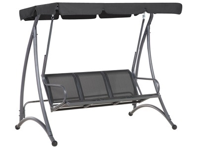 Beliani, Hollywoodschaukel Sonnendach schwarz BOG, Beliani - Hollywoodschaukel aus Stahl Klassisch BOGART, One Size, Schwarz