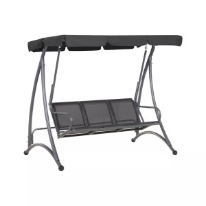 Beliani, Hollywoodschaukel Sonnendach schwarz BOG, Beliani - Hollywoodschaukel aus Stahl Klassisch BOGART, One Size, Schwarz