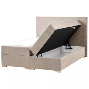 Beliani, Beliani - Boxspringbett mit Stauraum aus Stoff Modern MAJOR, 140x200 cm, Taupe