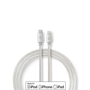 Lightning Kabel | USB 2.0 | Apple Lightning, 8-polig | USB-C? Stecker | 480 Mbps | Vergoldet | 2,00 m | Rund | Geflochten / Nylon | Aluminium | Box mit abgedecktem Fenster