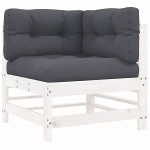vidaXL, vidaXL Ecksofa mit Kissen Weiß Massivholz Kiefer, VidaXL - Ecksofa kiefernholz, One Size, Weiss