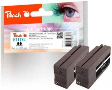 Peach, Peach Doppelpack Tintenpatrone schwarz HC kompatibel zu HP No. 711, CZ133AE, Peach Tintenpatrone »HP Nr. 711XL (CZ133A)«, (2 St.)