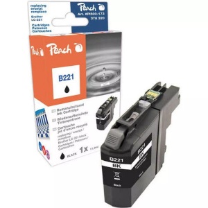 Peach, Peach Tintenpatrone schwarz kompatibel zu Brother LC-221BK, Peach B221 BK Druckerpatrone bk ersetzt Brother LC-221BK für z.B. Brother DCPJ 562 DW, Brother MFCJ 480 DW, Brother MFCJ 1100, Brother MFCJ 1140 W