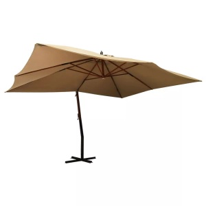 vidaXL, vidaXL Ampelschirm mit Holzmast 400x300 cm Taupe, vidaXL Ampelschirm mit Holz-Mast 400x300 cm Taupe