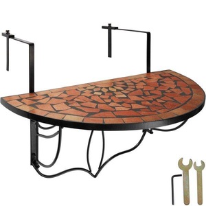 TecTake, Balkontisch zum Einhängen mit Mosaikmuster klappbar 75x65x62cm Balkontisch zum Einhängen mit Mosaikmuster klappbar 75x65x62cm, Tectake - Balkontisch zum Einhängen mit Mosaikmuster klappbar 75x65x62cm, One Size, Braun