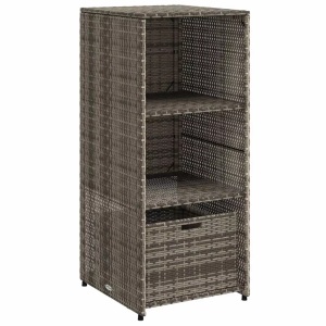 vidaXL, vidaXL Gartenschrank Grau 50x55x115 cm Poly Rattan, vidaXL Gartenschrank Grau 50x55x115 cm Poly Rattan