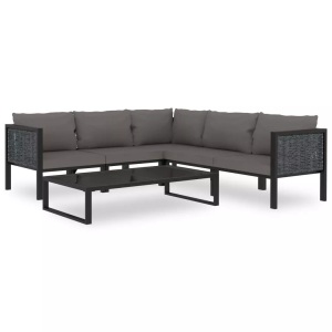 vidaXL, vidaXL 6-tlg. Garten-Lounge-Set mit Auflagen Poly Rattan Anthrazit