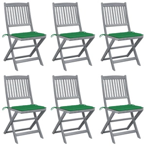 vidaXL, vidaXL Klappbare Gartenstühle 6 Stk. mit Sitzkissen Massivholz Akazie