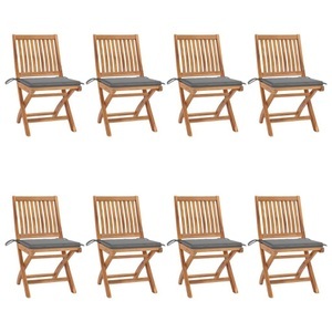 vidaXL, vidaXL Klappbare Gartenstühle mit Kissen 8 Stk. Massivholz Teak