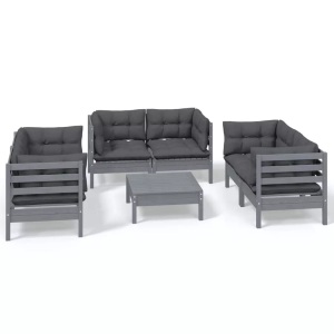 vidaXL, Garten-lounge-set holz Garten-lounge-set holz, vidaXL 7-tlg. Garten-Lounge-Set mit Kissen Kiefer Massivholz