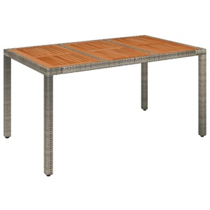 vidaXL, vidaXL Gartentisch mit Holzplatte Grau 150x90x75 cm Poly Rattan, 