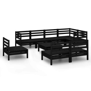 vidaXL, vidaXL 9-tlg. Garten-Lounge-Set Massivholz Kiefer Schwarz
