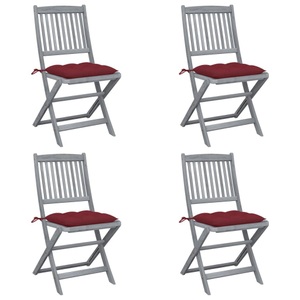 vidaXL, vidaXL Klappbare Gartenstühle 4 Stk. mit Kissen Massivholz Akazie, vidaXL Klappbare Gartenstühle 4 Stk. mit Kissen Massivholz Akazie