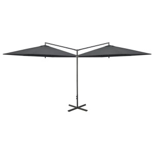 vidaXL, vidaXL Doppel-Sonnenschirm mit Stahlmast Anthrazit 600 cm