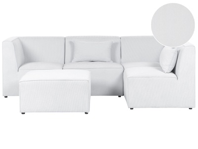 Beliani, Sofa mit Ottomane aus Cord Modern LEMVIG Sofa mit Ottomane aus Cord Modern LEMVIG, Beliani - Sofa mit Ottomane aus Cord Modern LEMVIG, One Size, Schneeweiss