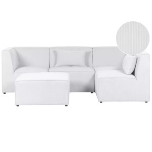 Beliani, Sofa mit Ottomane aus Cord Modern LEMVIG Sofa mit Ottomane aus Cord Modern LEMVIG, Beliani - Sofa mit Ottomane aus Cord Modern LEMVIG, One Size, Schneeweiss