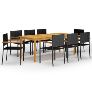 vidaXL, vidaXL 9-tlg. Garten-Essgruppe Schwarz, vidaXL 9-tlg. Garten-Essgruppe Schwarz
