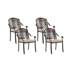 Beliani, Beliani MANFIRA Gartenstuhl-Set, Beliani - Set mit 4 Stühlen und Sitzkissen aus Aluminium Retro MANFRIA, One Size, Erdbraun