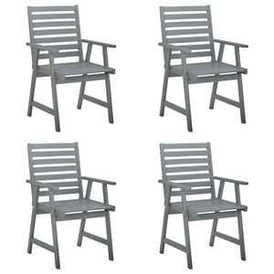 vidaXL, vidaXL Garten-Essstühle 4 Stk. Grau Massivholz Akazie, 
