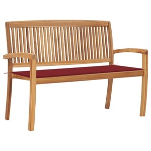 vidaXL, vidaXL Stapelbare Gartenbank mit Auflage 128,5 cm Massivholz Teak, 