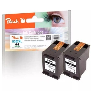 Peach, Peach Doppelpack Druckköpfe schwarz kompatibel zu HP No. 302XL bk, F6U68A, Peach HP 302 XLbk 2 Druckköpfe XL 2*bk ersetzt HP No. 302XL bk*2, F6U68AE*2 für z.B. HP Envy 4524 e-All-in-One, HP OfficeJet 3830, HP OfficeJet 4654