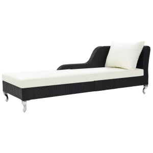 Diverse Hardware, Sonnenliege mit Auflage Poly Rattan Schwarz, vidaXL Sonnenliege mit Auflage Poly Rattan Schwarz