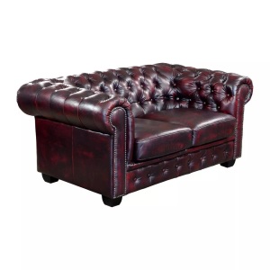 LINEA SOFA, Chesterfield Ledersofa 2Sitzer Büffelleder braun BRENTON Chesterfield Ledersofa 2Sitzer Büffelleder braun BRENTON, LINEA SOFA - Chesterfield Ledersofa 2Sitzer Büffelleder braun BRENTON, One Size, Bordeaux
