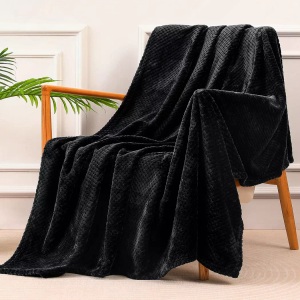 Alopini, Alopini - Kuscheldecke Superweiche und warme Fleecedecke für Sofa, Couch Bett mit Waffelmuster, kuschelige & gemütliche Decke, One Size, Schwarz