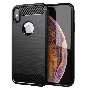 Cadorabo, Hülle für Apple iPhone XS MAX TPU Silikon Edelstahl-Karbonfaser Optik, Cadorabo - Hülle für Apple iPhone XS MAX TPU Silikon Edelstahl-Karbonfaser Optik, Schwarz