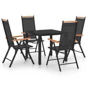 vidaXL, vidaXL 5-tlg. Garten-Essgruppe Aluminium Schwarz