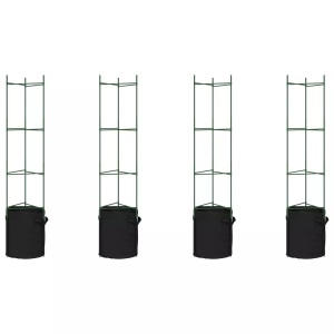 vidaXL, vidaXL Tomatenkäfige mit Pflanzsäcken 4 Stk. 154 cm Stahl und PP, vidaXL Tomatenkäfige mit Pflanzsäcken 4 Stk. 154 cm Stahl und PP
