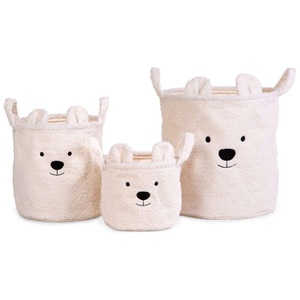 Childhome, CHILDHOME 3er Korb Set Teddy altweiß, Childhome 3er Set Aufbewahrungskörbe Teddy