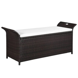 Diverse Hardware, Truhenbank mit Polster 138 cm Poly Rattan Braun