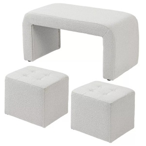 Northio, Northio - Fußhocker 3 tlg.,Sitzhocker, Ottomane mit Hockern, Fußstütze, Polsterhocker für Wohnzimmer, Schlafzimmer, Weiß, One Size, Northio - Fußhocker 3 tlg.,Sitzhocker, Ottomane mit Hockern, Fußstütze, Polsterhocker für Wohnzimmer, Schlafzimmer, Weiß, One Size