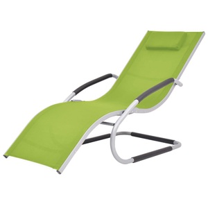 vidaXL, vidaXL Sonnenliege mit Auflage Aluminium und Textilene Grün, vidaXL Sonnenliege mit Kissen Aluminium und Textilene Grün