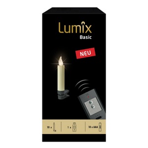 Krinner, Krinner 75460 Funk-Weihnachtsbaum-Beleuchtung Innen batteriebetrieben Anzahl Leuchtmittel 10 LED Warm-Weiß mit, lumix Christbaumkerzen »Baumkerze Basic Mini 10e«, 10 St.-flammig