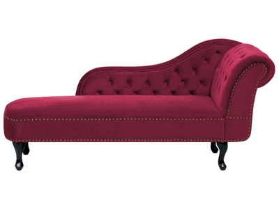Beliani, Beliani Chaiselongue Samtstoff dunkelrot rechtsseitig NIMES, Beliani - Rechtsseitige Chaiselounge aus Samtstoff Glamourös NIMES, One Size, Weinrot