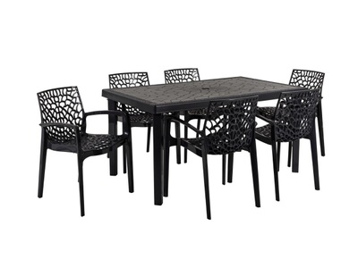 Vente-unique, Garten Essgruppe Polypropylen Tisch + 6 Sessel DIADEME Garten Essgruppe Polypropylen Tisch + 6 Sessel DIADEME, 