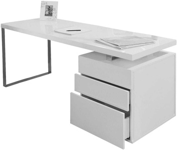 Salesfever, SalesFever - Schreibtisch 140 x 70 x 76 cm Weiss - Weiss, Schreibtisch 3 Schubladen 140x70x76cm weiss