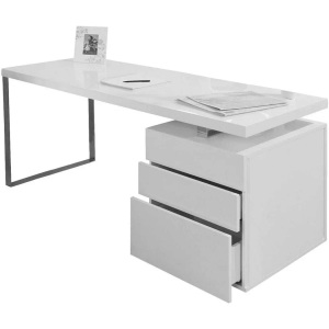 Salesfever, SalesFever - Schreibtisch 140 x 70 x 76 cm Weiss - Weiss, Schreibtisch 3 Schubladen 140x70x76cm weiss