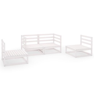 vidaXL, vidaXL 4-tlg. Garten-Lounge-Set Weiß Kiefer Massivholz