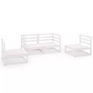 vidaXL, vidaXL 4-tlg. Garten-Lounge-Set Weiß Kiefer Massivholz