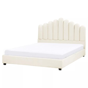 Beliani, Beliani - Bett mit Lattenrost aus Samtstoff Glamourös VINCENNES, 160X200CM, Schneeweiss