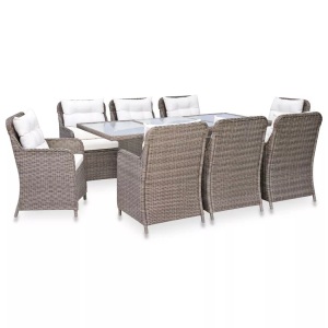 vidaXL, vidaXL 9-tlg. Garten-Essgruppe Poly Rattan Braun, VidaXL - Gartenmöbel-set poly-rattan, One Size, Braun