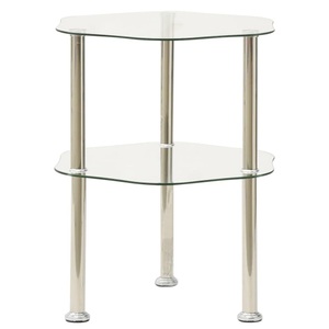 vidaXL, vidaXL Beistelltisch mit 2 Ablagen Transparent 38x38x50 cm Hartglas