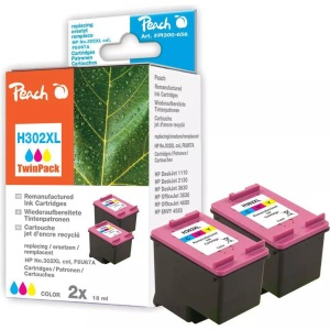 Peach, Peach Doppelpack Druckköpfe color kompatibel zu HP No. 302XL col, F6U67A, Peach HP 302 XLc 2 Druckköpfe XL 2*col ersetzt HP No. 302XL c*2, F6U67AE*2 für z.B. HP Envy 4524 e-All-in-One, HP OfficeJet 3830, HP OfficeJet 4654