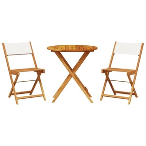 vidaXL, vidaXL 3-tlg. Bistro-Set Cremeweiß Stoff und Massivholz