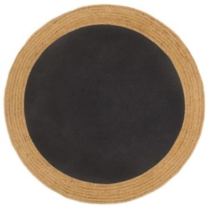vidaXL, vidaXL Teppich Geflochten Schwarz & Natur 150 cm Jute & Baumwolle Rund, 