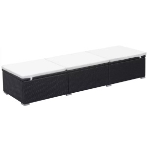 Diverse Hardware, Sonnenliege mit Auflage Poly Rattan Schwarz, vidaXL Sonnenliege mit Auflage Poly Rattan Schwarz