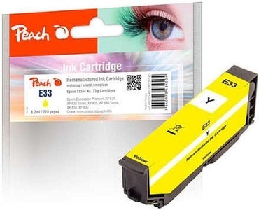Peach, Peach Tintenpatrone gelb kompatibel zu Epson No. 33 y, T3344, Peach E33 Druckerpatrone ye ersetzt Epson T3344, No. 33 y, C13T33444010 für z.B. Epson Expression Premium XP -530, Epson Expression Premium XP -630